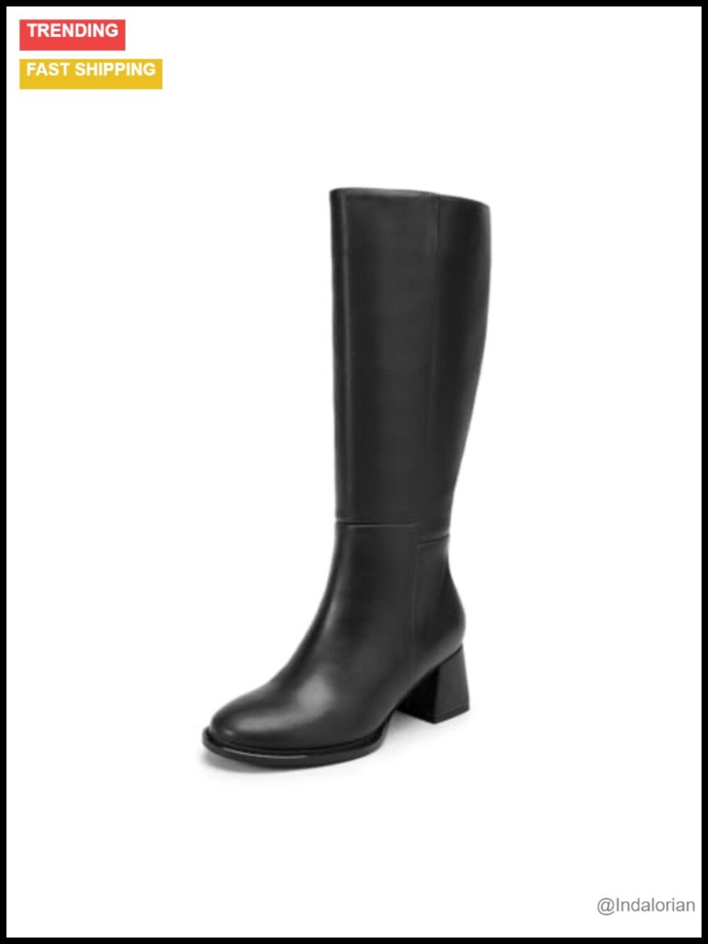 Women's Knee High Boots Chunky Block Heel Round Toe Riding Boots Side Zipper
